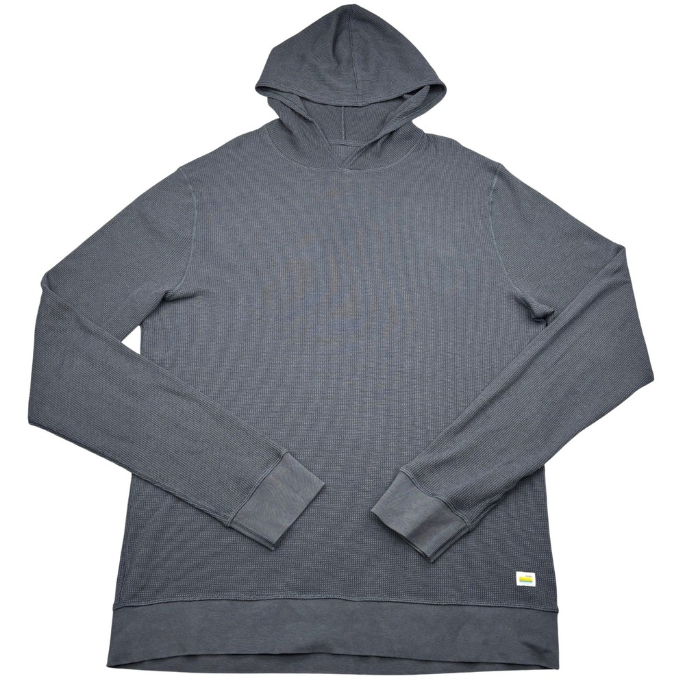 Vuori Hoodie Mens Large Charcoal Grey Lakewood Waffle Thermal Knit Pullover V247